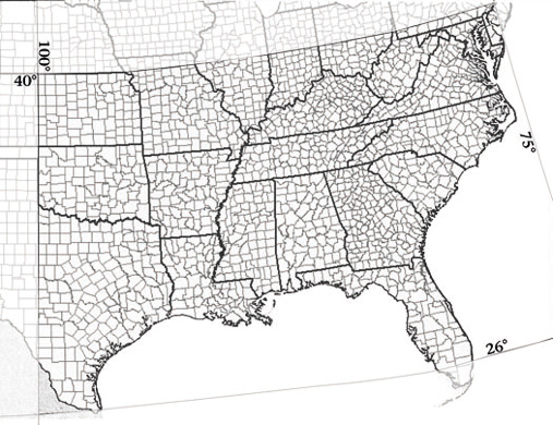 coverage map HAWS - Hawthorns of the Southeastern United States by Ron Lance